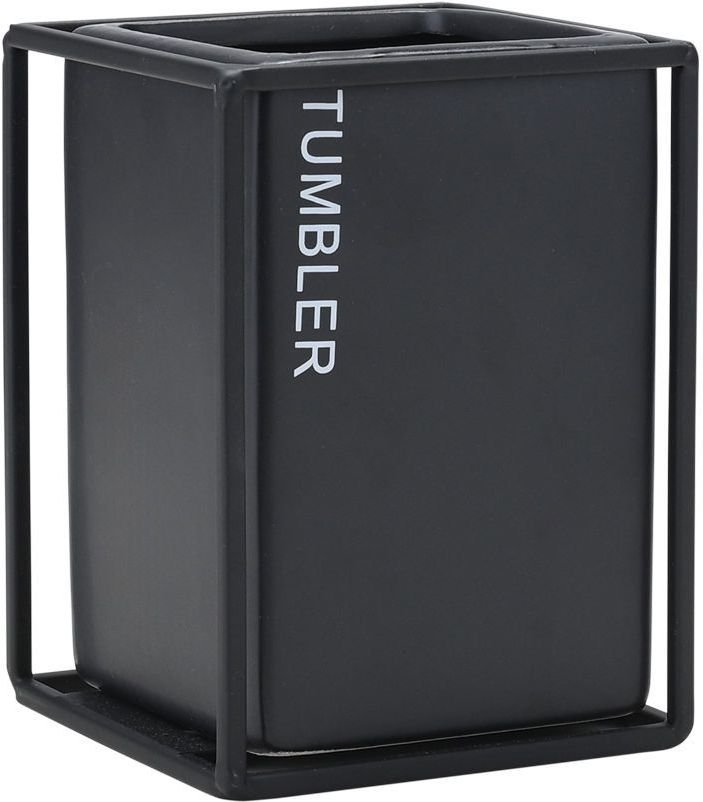 ΠΟΤΗΡΑΚΙ ΜΠΑΝΙΟΥ ESTIA CAGE ΚΕΡΑΜΙΚΟ ΜΑΥΡΟ ΜΕ ΜΕΤΑΛΛΙΚΟ ΠΛΑΙΣΙΟ (8.5CM) ESTIA