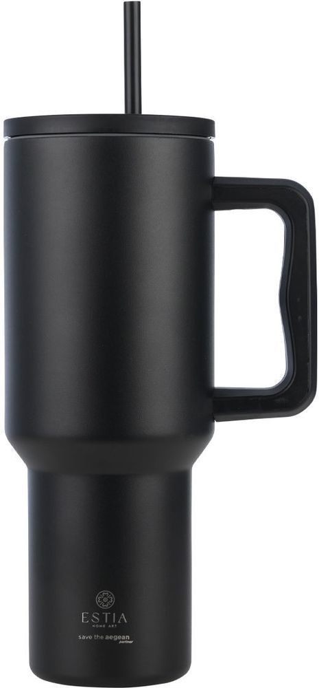 SAVE THE AEGEAN ΘΕΡΜΟΣ SAVE THE AEGEAN STRAW TUMBLER XL MIDNIGHT BLACK (1200ML)