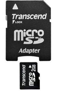 TRANSCEND 2GB MICRO SECURE DIGITAL + 2 ADAPTERS