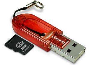 KINGSTON USB MICROSD READER RED + 2GB MICRO SD CARD