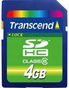 TRANSCEND 4GB SECURE DIGITAL HIGH CAPACITY CLASS 6