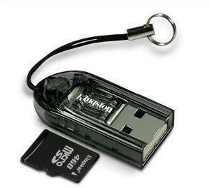 KINGSTON USB MICROSD READER BLACK + 4GB MICRO SD CARD