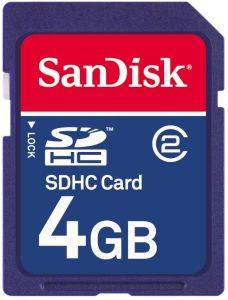SANDISK 4GB STANDARD SECURE DIGITAL HIGH CAPACITY CLASS 2