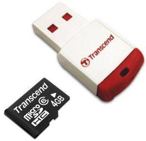 TRANSCEND TS4GUSDHC6-P3 4GB MICRO SD HC CLASS 6 WITH P3 CARD READER