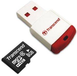TRANSCEND TS8GUSDHC6-P3 8GB MICRO SD HC CLASS 6 WITH P3 CARD READER