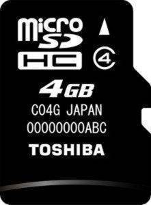 TOSHIBA 4GB MICRO SD HIGH CAPACITY CLASS 4