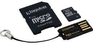 KINGSTON MBLY10G2/4GB 4GB MICRO SDHC CLASS 10 + SD ADAPTER + USB ADAPTER