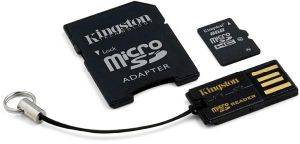 KINGSTON MBLY10G2/8GB 8GB MICROSDHC CLASS 10 + SD ADAPTER + USB ADAPTER