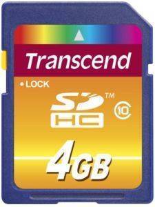 TRANSCEND 4GB SECURE DIGITAL CARD HIGH CAPACITY CLASS 10