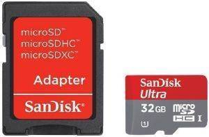 SANDISK ULTRA 32GB MICROSDHC CLASS 10 UHS-1 MEMORY CARD WITH ADAPTER SDSDQU-032G-U46A