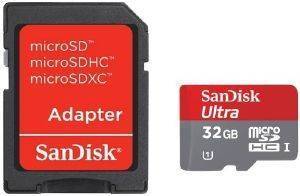 SANDISK ULTRA 32GB MICROSDHC CLASS 10 UHS-1 MEMORY CARD WITH ADAPTER SDSDQUA-032G-U46A