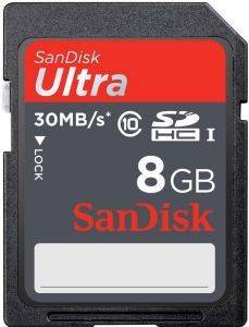 SANDISK ULTRA 8 GB SDHC CLASS 10 FLASH MEMORY CARD 30MB/S SDSDU-008G-U46