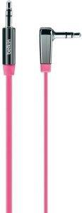 BELKIN AV10128CW03-PNK AUDIO CABLE 3.5MM M/M FLAT RT ANGLE 0.9M PINK