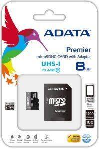 ADATA 8GB MICRO SECURE DIGITAL HIGH CAPACITY WITH ADAPTER UHS-I CLASS 10