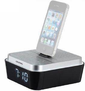 GRUNDIG SONOCLOCK 930 IP FM RDS TUNER WITH IPHONE/IPOD DOCKING STATION SILVER/BLACK