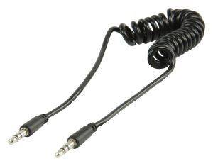 VALUELINE VLMP22010B1.00 COILED 3.5MM STEREO AUDIO CABLE 1M BLACK