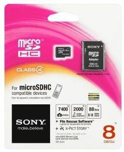 SONY SR8A4 8GB MICRO SDHC CLASS 4 + ADAPTER