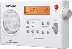 SANGEAN PR-D7 FM/AM COMPACT DIGITAL TUNING PORTABLE RECEIVER WHITE