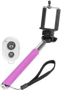 MONOPOD SELFIE STICK WITH BLUETOOTH REMOTE CONTROL PINK