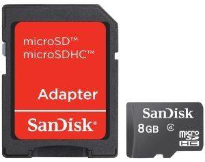 SANDISK SDSDQM-008G-B35A 8GB MICRO SDHC CLASS 4 WITH ADAPTER