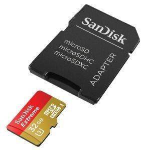 SANDISK EXTREME MICRO SDHC 32GB ADAPTER SD SDSQXNE 032G GN6MA PHOTO