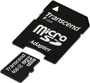 TRANSCEND TS4GUSDHC4 4GB MICRO SDHC CLASS 4 + ADAPTER