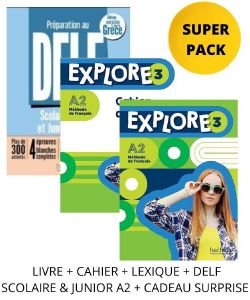 EXPLORE 3 SUPER PACK (LIVRE + CAHIER + LEXIQUE + DELF SCOLAIRE   JUNIOR A2 + CADEAU SURPRISE)