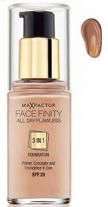 MAKE-UP MAX FACTOR FACE FINITY ALL DAY FLAWLESS 3 IN 1 FOUNDATION NO 85 CARAMEL