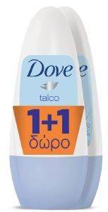   DOVE DEO TALCO ROLL ON 50ML 1+1