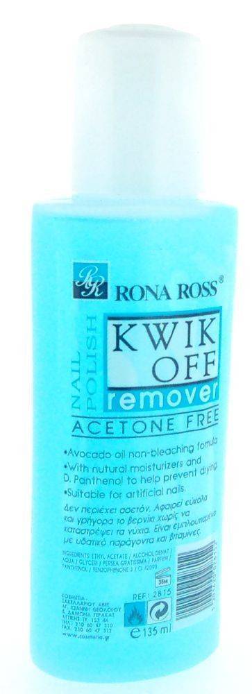 ΞΕΒΑΦΤΙΚΟ ΝΥΧΙΩΝ RONA ROSS, ΧΩΡΙΣ ΑΣΕΤΟΝ KWIK OFF REMOVER 160ML