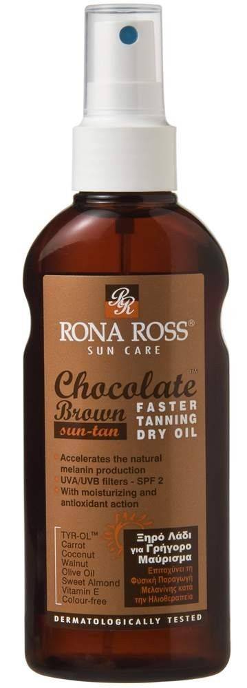 ΑΝΤΗΛΙΑΚΟ ΛΑΔΙ RONA ROSS, CHOCOLATE BROWN SUNTAN 160ML ΜΕ SPF 2