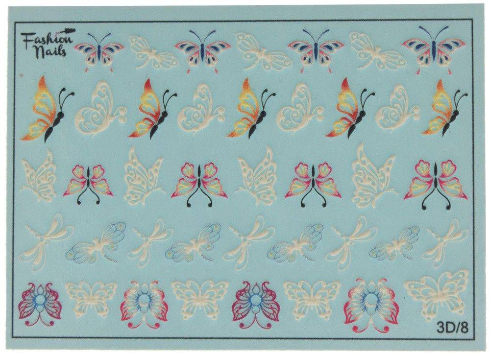 ΑΥΤΟΚΟΛΛΗΤΑ ΝΕΡΟΥ FASHION NAILS 3D SLIDER 08 ΠΕΤΑΛΟΥΔΕΣ