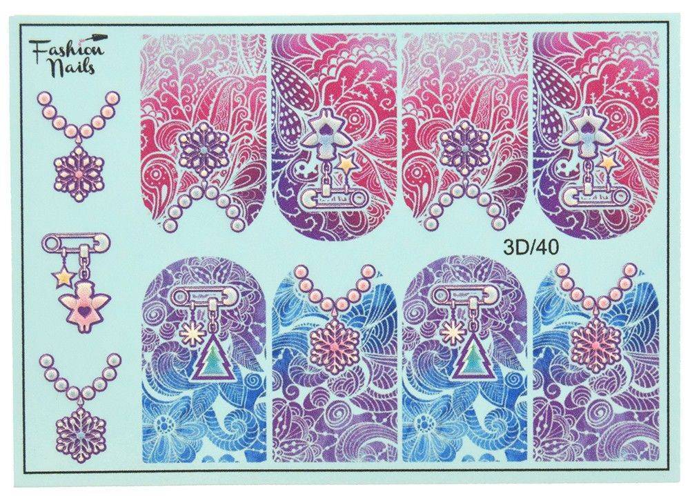 ΑΥΤΟΚΟΛΛΗΤΑ ΝΕΡΟΥ OEM FASHION NAILS 3D SLIDER 40