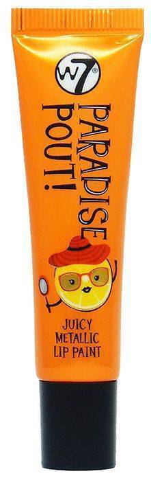LIP GLOSS W7 PARADISE POUT JUICY METALLIC LIP PAINT OUTRAGEOUS ORANGE 13ML W7
