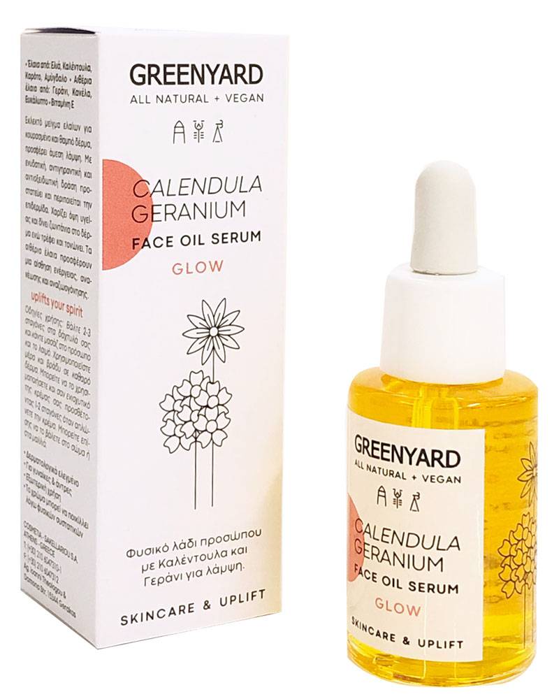 FACE OIL SERUM GREENYARD GLOW CALENDULA - GERANIUM 30ML GREENYARD
