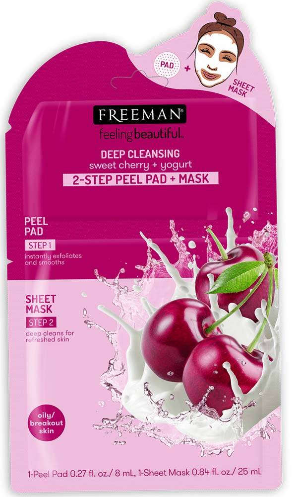 ΜΑΣΚΑ ΕΝΥΔΑΤΩΣΗΣ FREEMAN SWEET CHERRY + YOGURT 2-STEP PEEL PAD + MASK FREEMAN