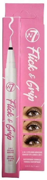 W7 EYELINER PEN W7 FLICK - GRIP 2 IN 1 ADHESIVE CLEAR 1ML