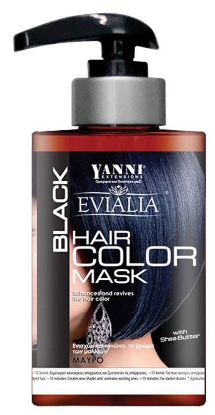 ΧΡΩΜΟΜΑΣΚΑ ΜΑΛΛΙΩΝ EVIALIA BLACK ΜΕ SHEA BUTTER ΓΙΑ ΘΡΕΨΗ ΚΑΙ ΛΑΜΨΗ ΜΑΥΡΟ 300ML EVIALIA
