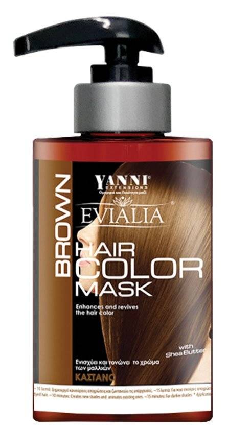 ΧΡΩΜΟΜΑΣΚΑ ΜΑΛΛΙΩΝ EVIALIA BROWN ΜΕ SHEA BUTTER ΓΙΑ ΘΡΕΨΗ ΚΑΙ ΛΑΜΨΗ ΚΑΣΤΑΝΟ 300ML