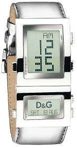   D&G HIGHLANDER DIGITAL SILVER LEATHER STRAP