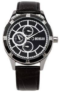   MORGAN DE TOI BLACK LEATHER STRAP CRYSTAL LADIES