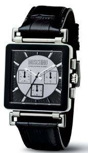   MOSCHINO LETS ASK BLACK LEATHER STRAP