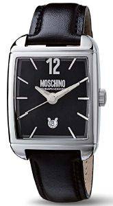   MOSCHINO TIME FOR GENTLEMAN BLACK LEATHER STRAP