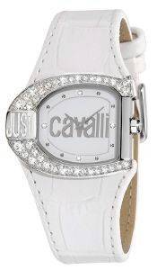   JUST CAVALLI LOGO WHITE LEATHER STRAP