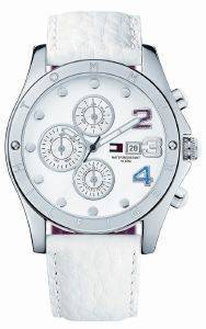 IOO TOMMY HILFIGER CALENDAR WHITE LEATHER STRAP