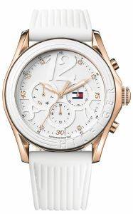 IO O TOMMY HILFIGER CRYSTAL LADIES CALENDAR WHITE RUBBER STRAP