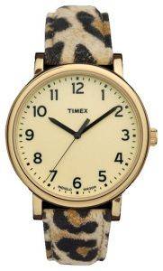 TIMEX GOLD CASE ANIMAL PRINT LEATHER STRAP