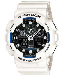 CASIO G-SCHOCK CHRONOGRAPH WHITE RUBBER STRAP GA-100B-7AER