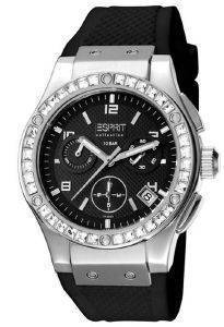 ESPRIT PHORKYRA CRYSTAL BLACK RUBBER STRAP