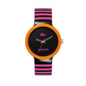 LACOSTE GOA BLACK AND PINK RUBBER STRAP